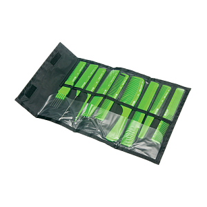 Набор расчесок DEWAL CO 9-Light Green в черном чехле, 9 шт., салатовый